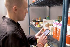 Staff member tracking inventory using phone