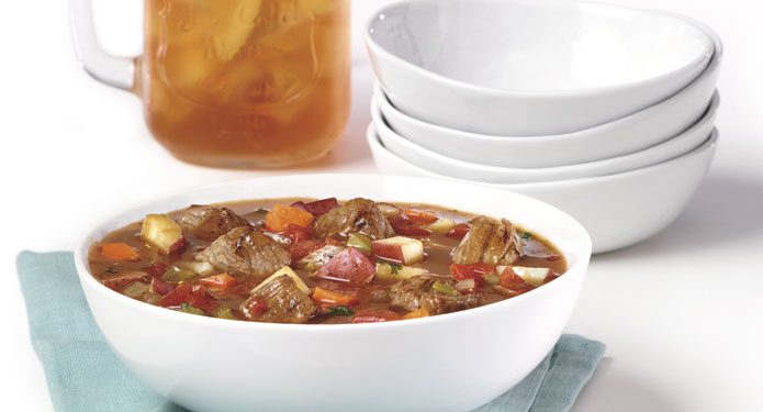 Beef Vegetable soup in bowl