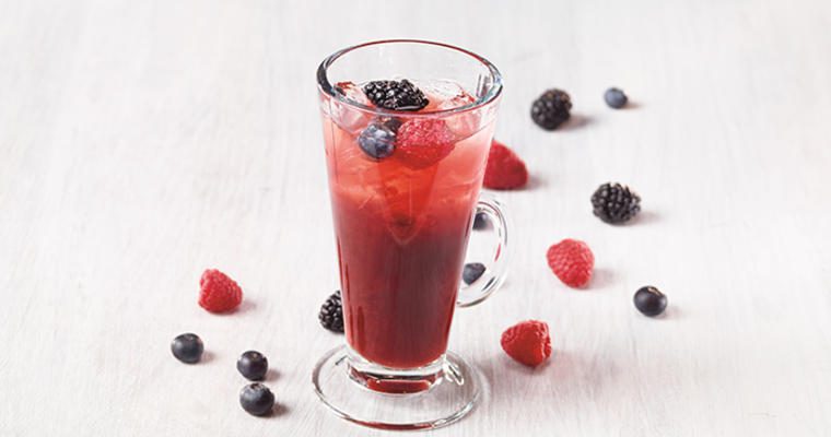 Red beverage with berries