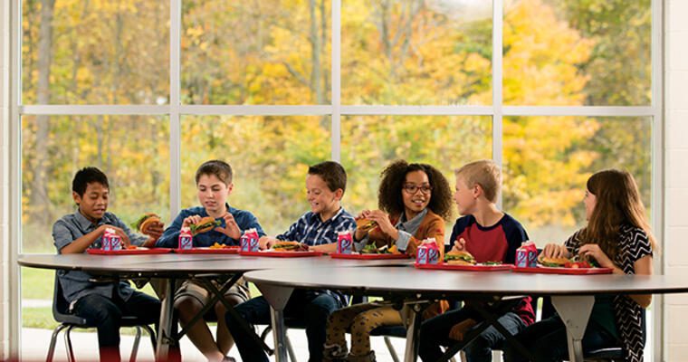 Children in School eating lunch