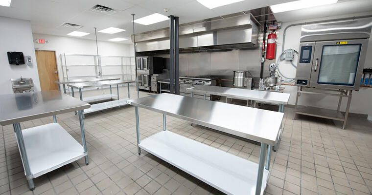 Interior of a PREP culinary campus kitchen