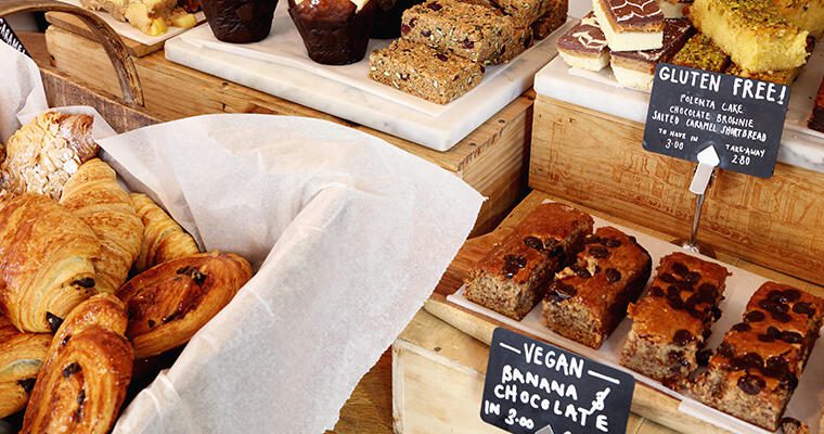 Vegan and gluten-free bakery options available for grab-and-go.
