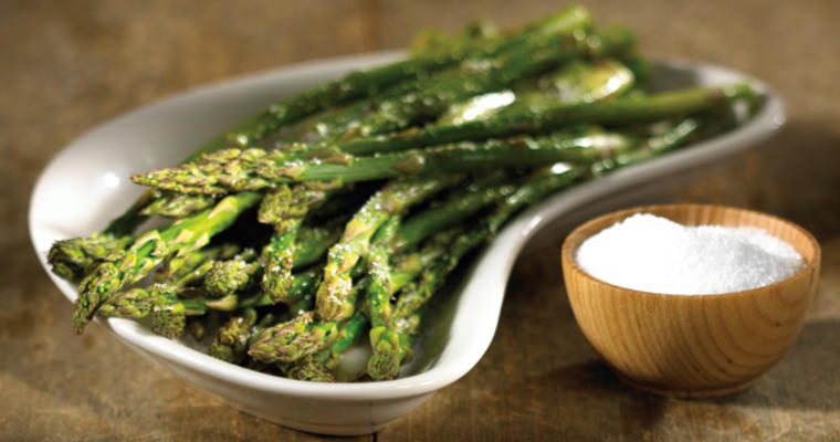 Asparagus and salt bowl