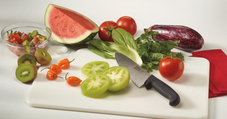 Fruits and vegetables on cutting board
