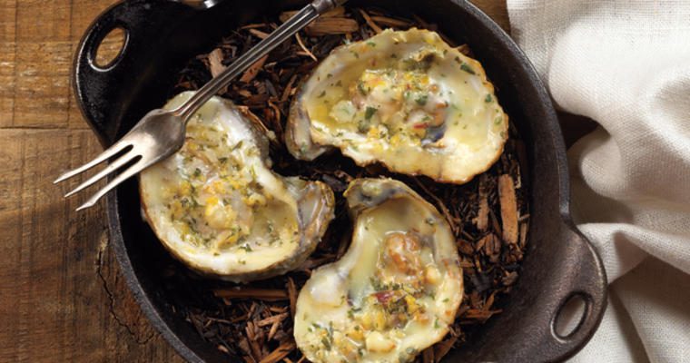 Hot oysters on a plate
