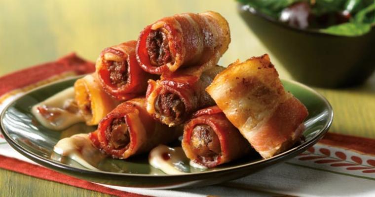 Bacon rollups on a plate
