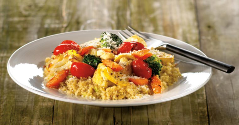 Quinoa and vegetables on plate