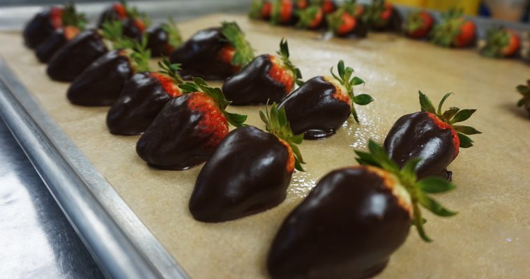 Chocolate-covered strawberries at Pines Village