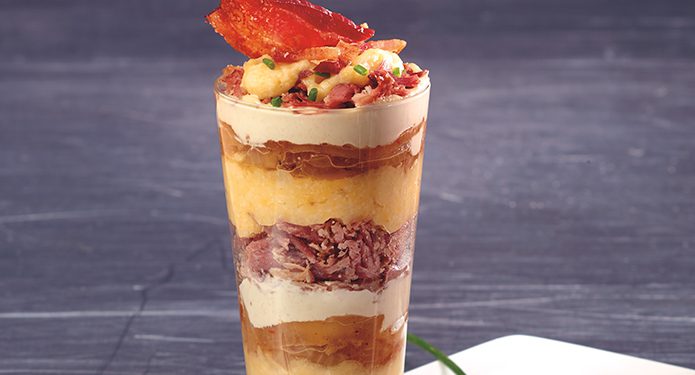 Pulled bacon parfait
