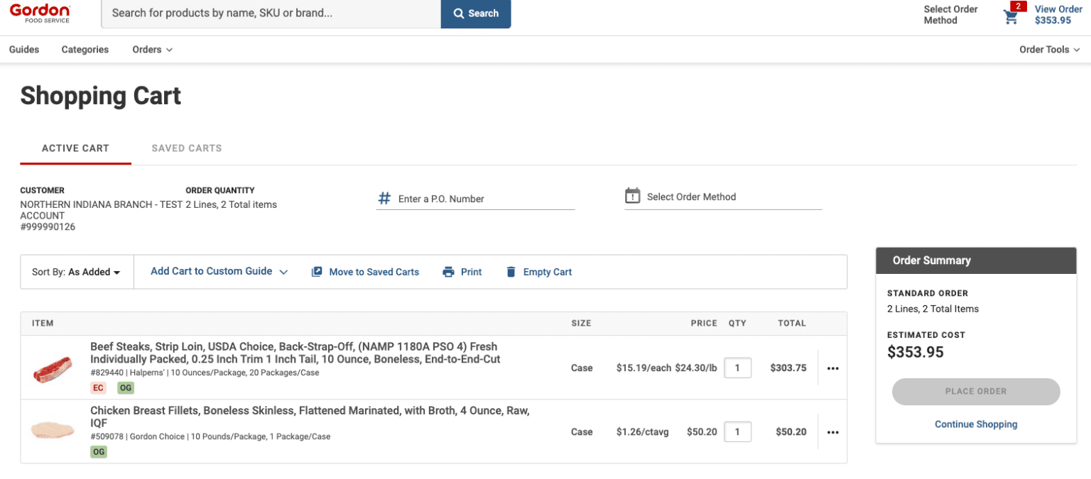 Gordon Ordering Quick Start Guide Gordon Food Service