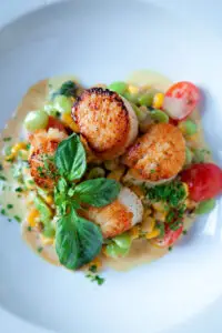 Southern Crispy Rice, Succotash, Scallops