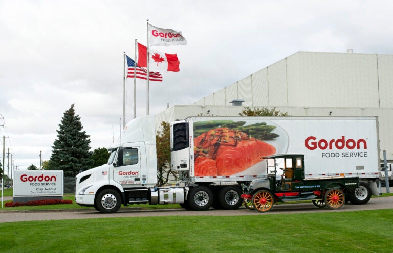 Truck in front of distribution center