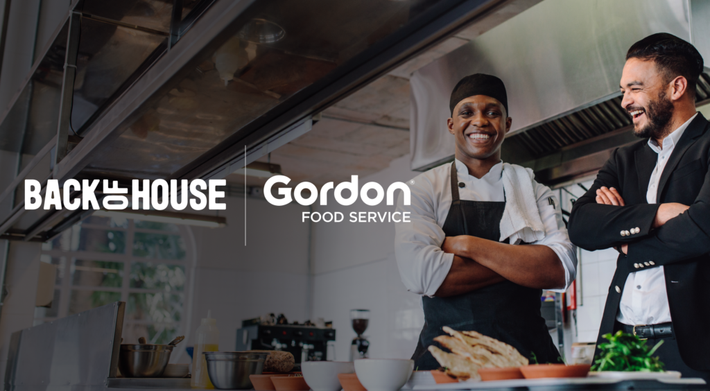 Back of House and Gordon Food Service press release header showing chefs in restaurant kitchen.