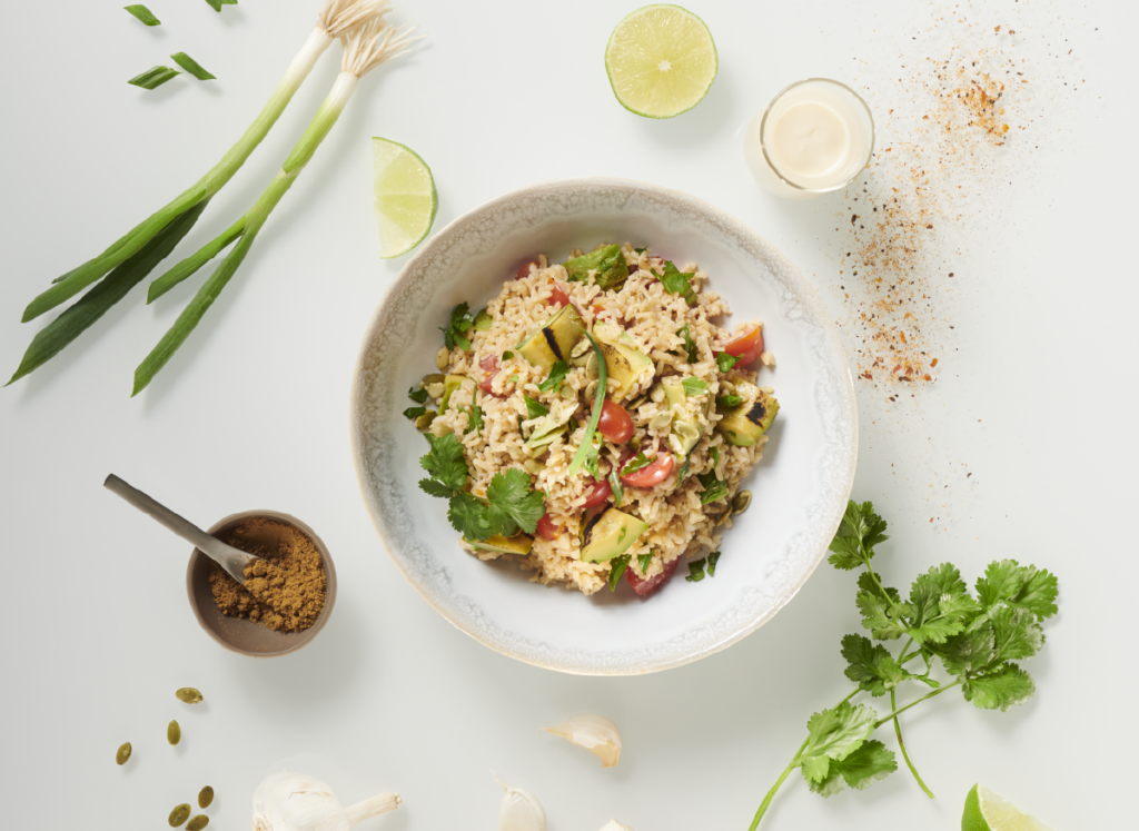 Grilled Avocado Brown Rice Salad